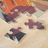 Vintage Kerstmis, jongen die speelt met speelgoedt Legpuzzel (Zijkant)