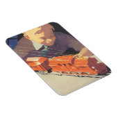 Vintage Kerstmis, jongen die speelt met speelgoedt Magneet (Rechterzijde)