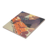 Vintage Kerstmis, jongen die speelt met speelgoedt Tegeltje (Zijkant)