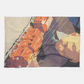 Vintage Kerstmis, jongen die speelt met speelgoedt Theedoek (Horizontaal)