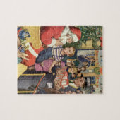 Vintage Kerstmis, jongen op kerstmantel Legpuzzel (Horizontaal)