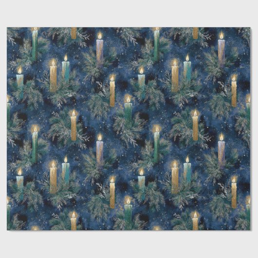 Vintage Kerstmis kaarslicht gloed Cadeaupapier (Vlak)