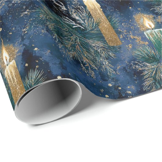 Vintage Kerstmis kaarslicht gloed Cadeaupapier (Rol Hoek)