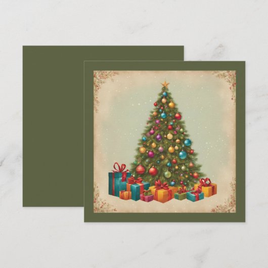 Vintage Kerstmis Kaart (Voorkant / Achterkant)