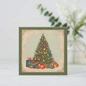 Vintage Kerstmis Kaart (Staand voorkant)