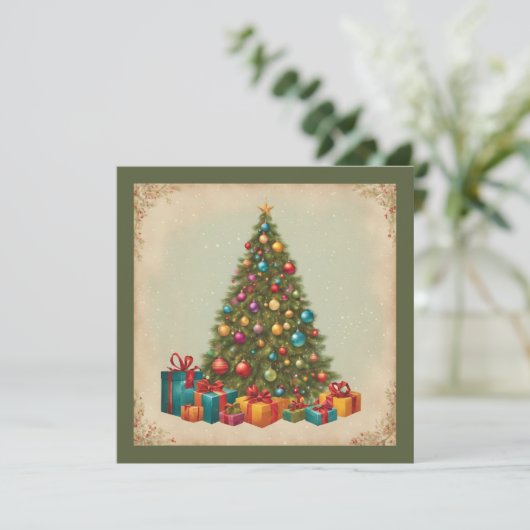 Vintage Kerstmis Kaart (Staand voorkant)