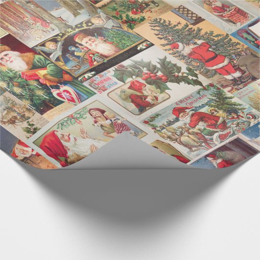 Vintage Kerstmis Kaarten Holiday Pattern Cadeaupapier (Hoek)