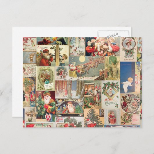 Vintage Kerstmis Kaarten Holiday Pattern Feestdagenkaart (Voorkant / Achterkant)