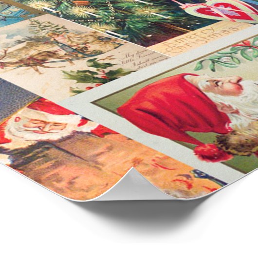 Vintage Kerstmis Kaarten Holiday Pattern Poster (Hoek)