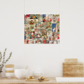 Vintage Kerstmis Kaarten Holiday Pattern Poster (Keuken)