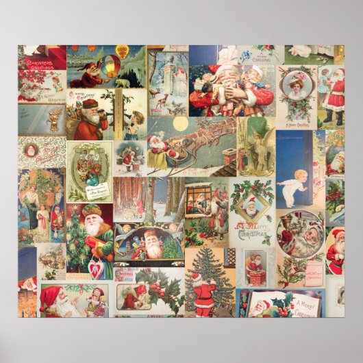 Vintage Kerstmis Kaarten Holiday Pattern Poster (Voorkant)