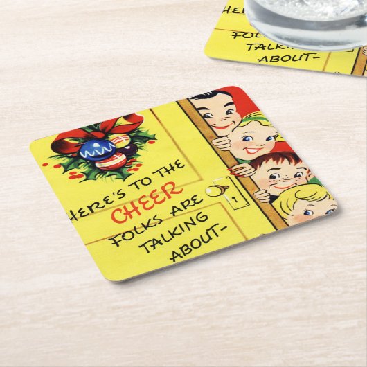 Vintage Kerstmis Kartonnen Onderzetters (Schuin)