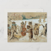 Vintage Kerstmis Katten zingen carols Briefkaart (Voorkant / Achterkant)
