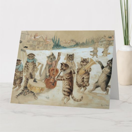 Vintage Kerstmis Katten zingen carols Kaart (Voorkant)