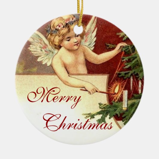 Vintage Kerstmis Keramisch Ornament (Voorkant)