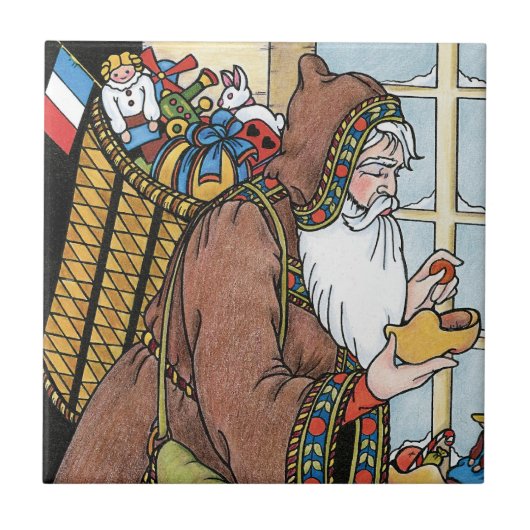 Vintage Kerstmis, kerstcadeautjes voor kerstcadeau Tegeltje (Voorkant)