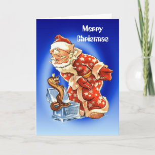 Vintage Kerstmis, Kerstman charmeur Feestdagen Kaart