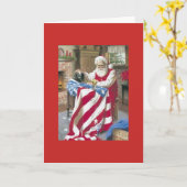 Vintage Kerstmis - Kerstman die een Amerikaanse Kaart (Gele Bloem)