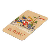 Vintage Kerstmis, kerstman die een fiets bestuurt Magneet (Linkerzijde)