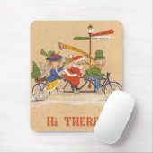 Vintage Kerstmis, kerstman die een fiets bestuurt Muismat (Met muis)