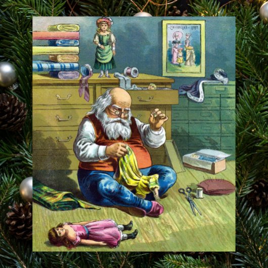 Vintage Kerstmis, kerstman die Speelgoed Dolls maa Poster