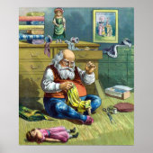 Vintage Kerstmis, kerstman die Speelgoed Dolls maa Poster (Voorkant)