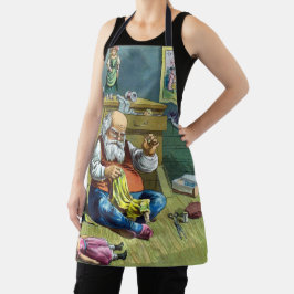 Vintage Kerstmis, kerstman die Speelgoed Dolls maa Schort