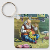 Vintage Kerstmis, kerstman die Speelgoed Dolls maa Sleutelhanger (Voorkant)