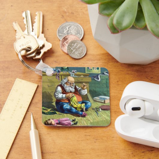 Vintage Kerstmis, kerstman die Speelgoed Dolls maa Sleutelhanger (Bureau)