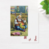 Vintage Kerstmis, kerstman die Speelgoed Dolls maa Visitekaartje (Bureau)