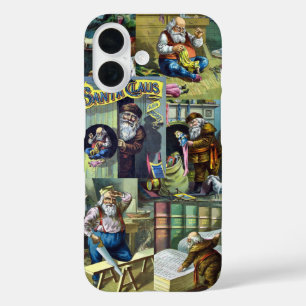 Vintage Kerstmis, kerstman en zijn werk iPhone 16 Hoesje