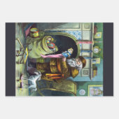 Vintage Kerstmis, kerstman en zijn werk Inpakpapier Vel (Voorkant 3)