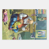 Vintage Kerstmis, kerstman en zijn werk Inpakpapier Vel (Voorkant 3)