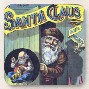 Vintage Kerstmis, kerstman en zijn werkboek Bier Onderzetter