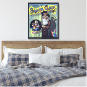 Vintage Kerstmis, kerstman en zijn werkboek Canvas Afdruk (Insitu (Slaapkamer))