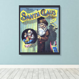 Vintage Kerstmis, kerstman en zijn werkboek Canvas Afdruk