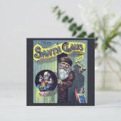 Vintage Kerstmis, kerstman en zijn werkboek Feestdagenkaart (Staand voorkant)