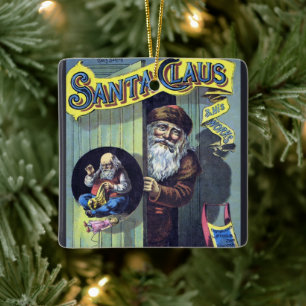 Vintage Kerstmis, kerstman en zijn werkboek Keramisch Ornament