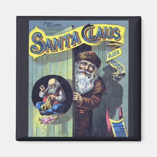 Vintage Kerstmis, kerstman en zijn werkboek Magneet (Voorkant)