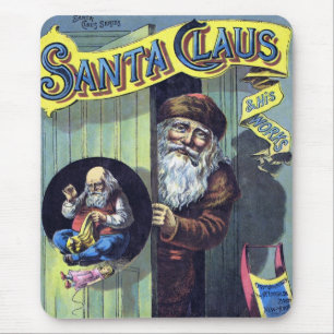 Vintage Kerstmis, kerstman en zijn werkboek Muismat