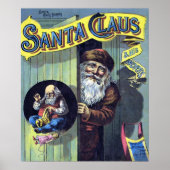 Vintage Kerstmis, kerstman en zijn werkboek Poster (Voorkant)