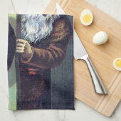 Vintage Kerstmis, kerstman en zijn werkboek Theedoek (Quarter Fold)