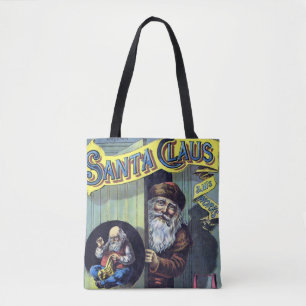 Vintage Kerstmis, kerstman en zijn werkboek Tote Bag