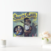 Vintage Kerstmis, kerstman en zijn werkboek Vierkante Klok (Huis)