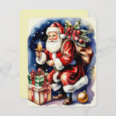 Vintage Kerstmis Kerstman Feestdagenkaart (Voorkant / Achterkant)