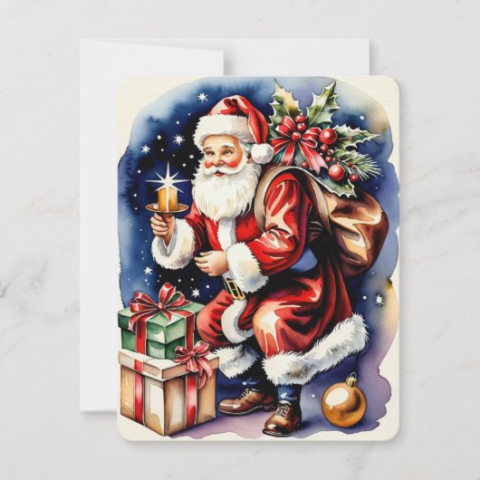 Vintage Kerstmis Kerstman Feestdagenkaart (Voorkant)