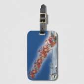 Vintage Kerstmis, kerstman in Sleigh Bagagelabel (Voorkant (verticaal))