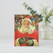 Vintage Kerstmis, kerstman in Sleigh met speelgoed Feestdagenkaart (Staand voorkant)