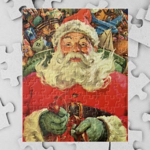 Vintage Kerstmis, kerstman in Sleigh met speelgoed Legpuzzel