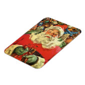 Vintage Kerstmis, kerstman in Sleigh met speelgoed Magneet (Linkerzijde)